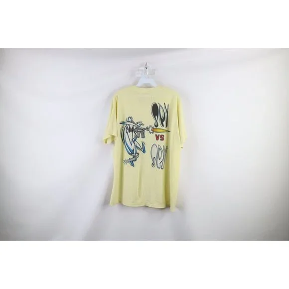 Vintage 80s Mad Magazine XL Distressed Spell Out Spy vs Spy T-Shirt Yellow USA